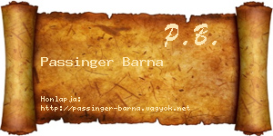 Passinger Barna névjegykártya